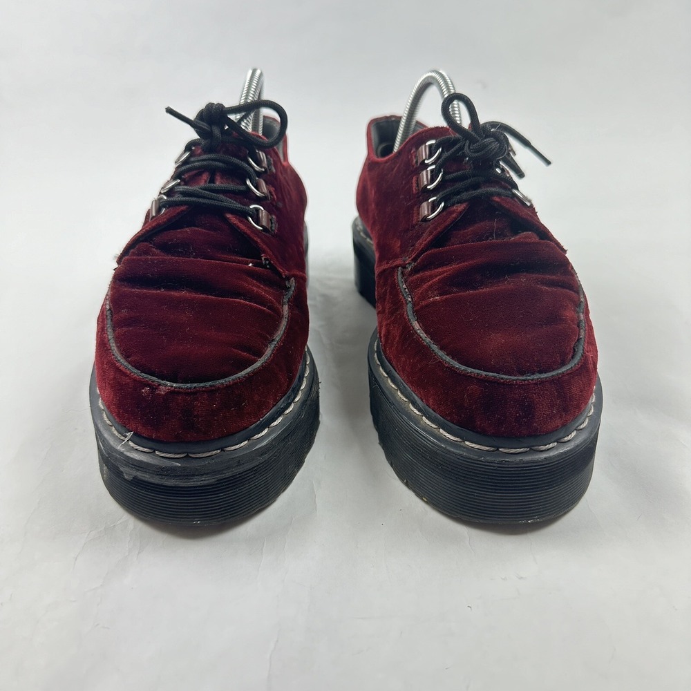 Dr Martens Aggy Creeper 1461 Red‎ Velvet Chunky Platform Boots Agyness Deyn 10 - Picture 3 of 12